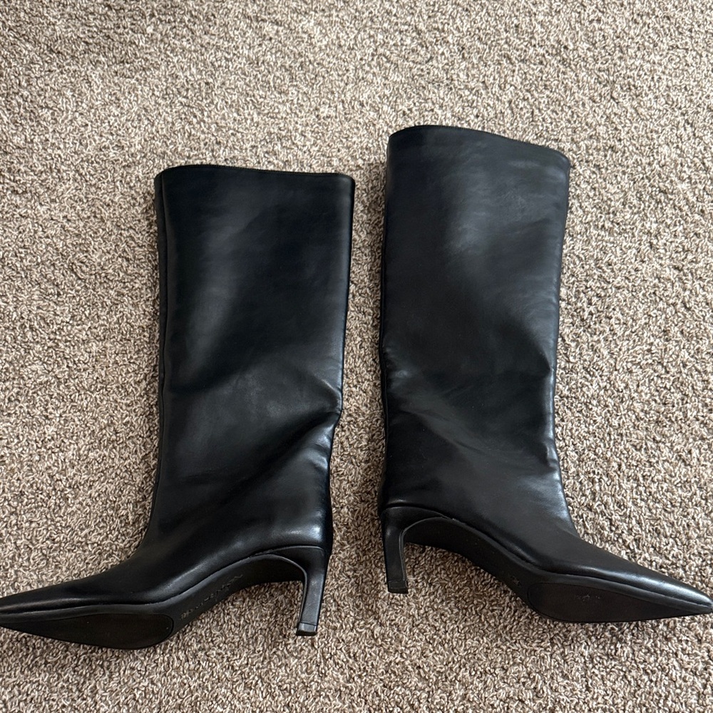 Elegant Black Leather Knee-High Boots